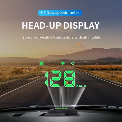 H1 Car HUD Windshield Projector Head Up Display Car Digital Speedometer Overspeed Reminder Auto Compass Navigation For All Cars