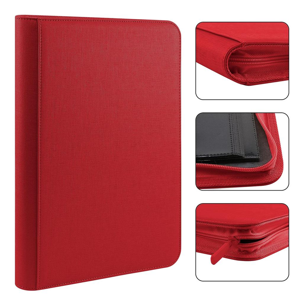 PAKESI Fișier de cărți cu stele, 9 buzunare, conține 360 ​​de cărți, foaie de cărți, colectează cărți cu stele și alte cărți, fișier de colecție de cărți cu stele (roșu)