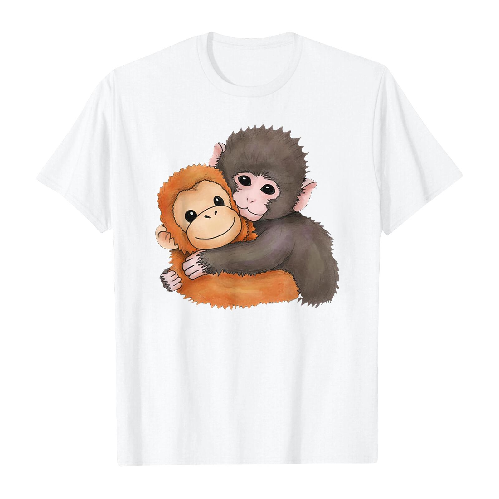 

Женская и мужская модная футболка с круглым вырезом, повседневная, с принтом, с коротким рукавом S белый