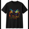 Neon Motorcycle Windswept Retro Mens T-Shirt Black 100% Cotton Classic Printed