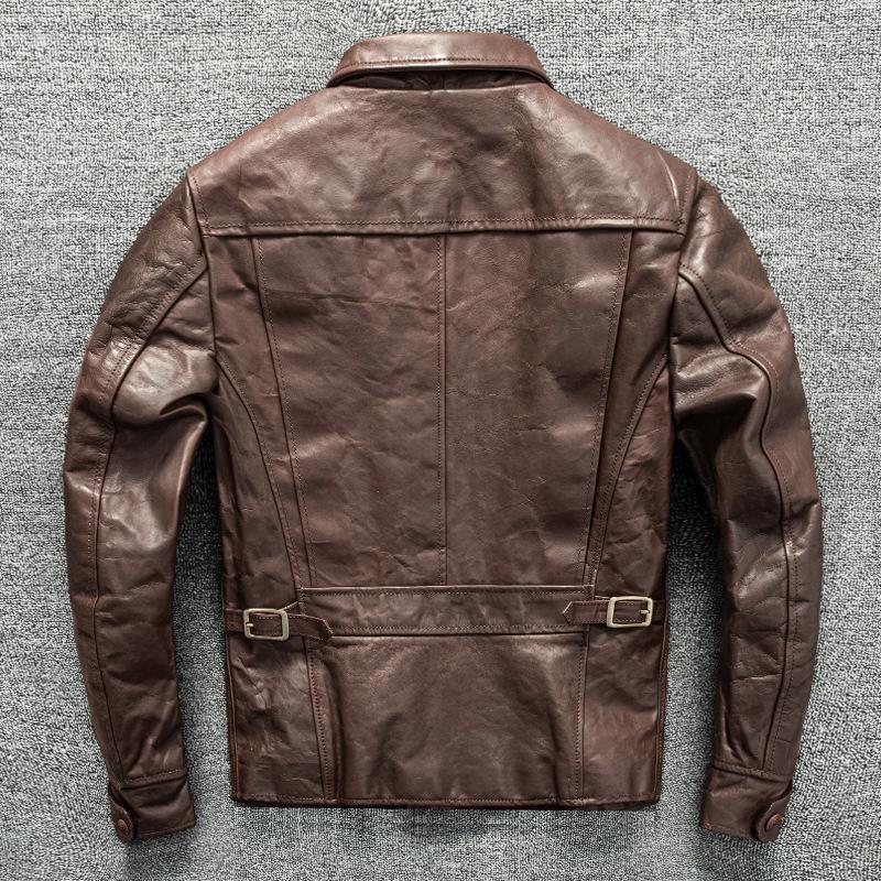 First Layer Cowhide California Bear Men's Genuine Leather Leather Clothes Motorcycle Clothes Heavy Wash Jacket