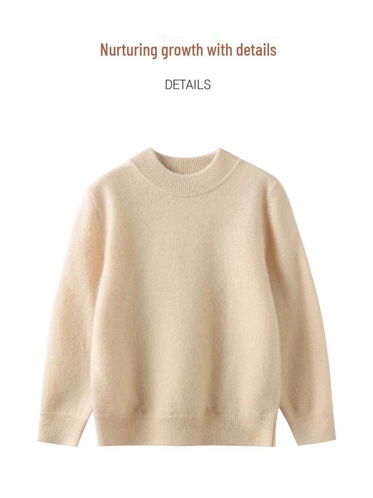 Premium Kinder Pullover aus reinem Kaschmir - Halber Stehkragen, Warmer Herbst/Winter Strick für Jungen und Mädchen