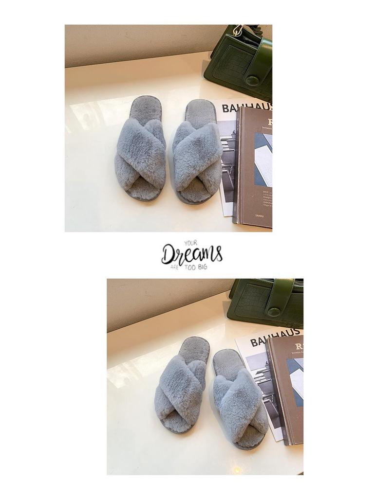 Pantofole da donna in cotone peluche incrociate a punta aperta Autunno/Inverno 2022