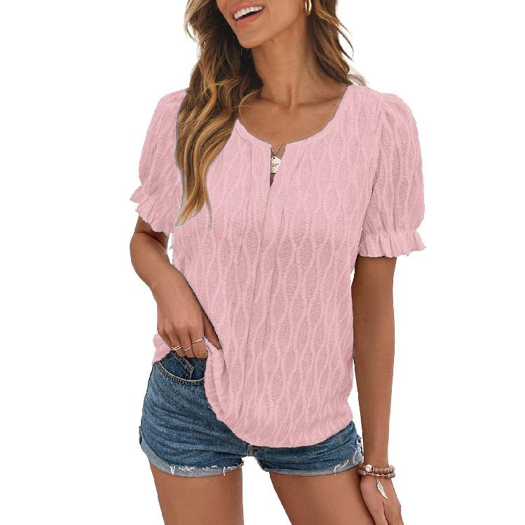 

Весна и лето новый стиль повседневная мода повседневная удобная футболка с короткими рукавами жаккардовый топ жилет для женщин XXL розовый