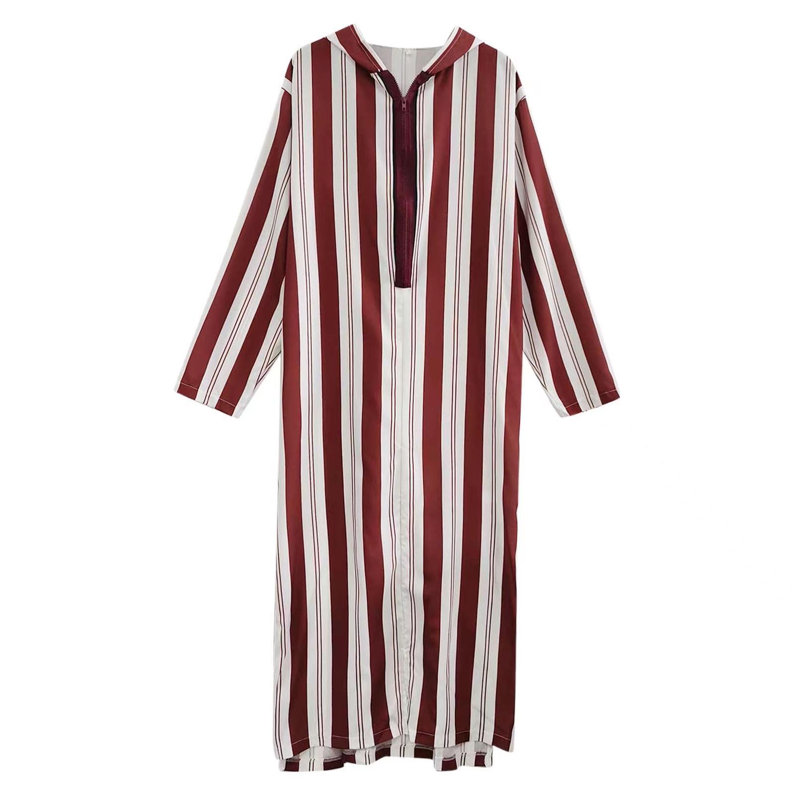 Men s Ethnic Style Color Block Striped Hoodie Robe - New Autumn 2026 Collection M