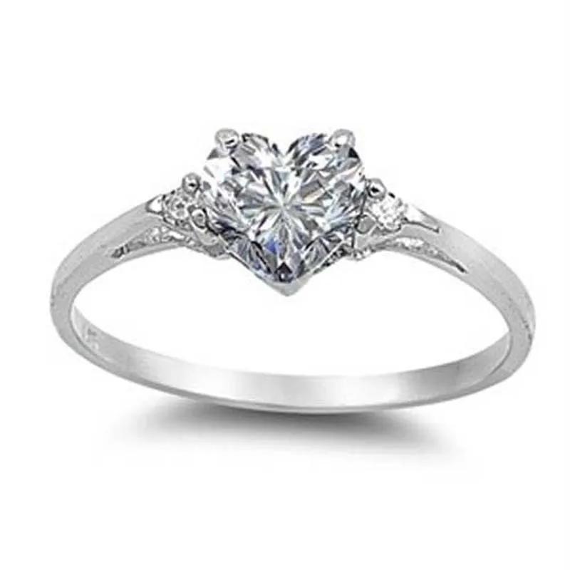 Romantic Pink Heart Shaped Ring For Female Cubic Zirconia Bridal Wedding Party With Minimalist Fashion Jewelry Accessories