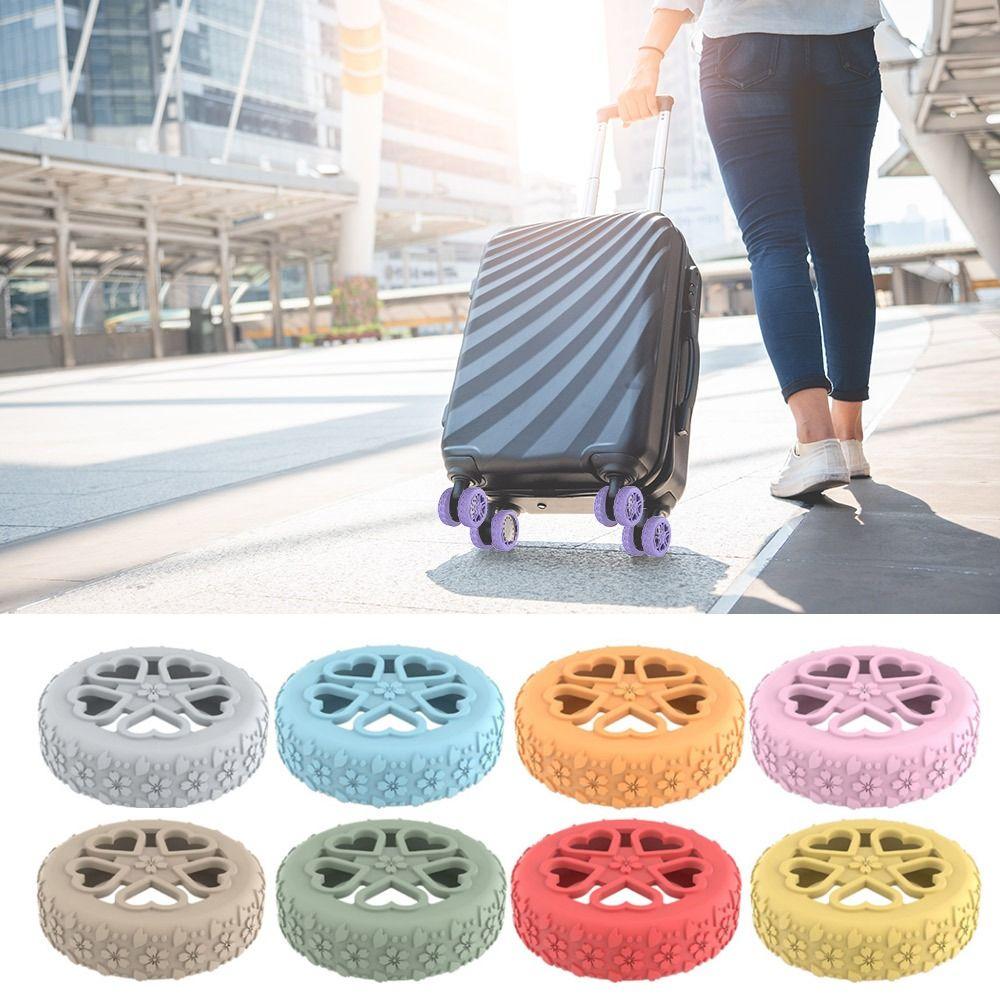 8Pcs Luggage Wheels Protector Rings Silicone Luggage Accessories Wheels Cover For Most Luggage Reduce Noise For Travel Luggage