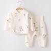 Spring & Autumn Pure Cotton Baby Underwear Set - High Waist Belly Protection Top & Trousers, Tagless for Newborns