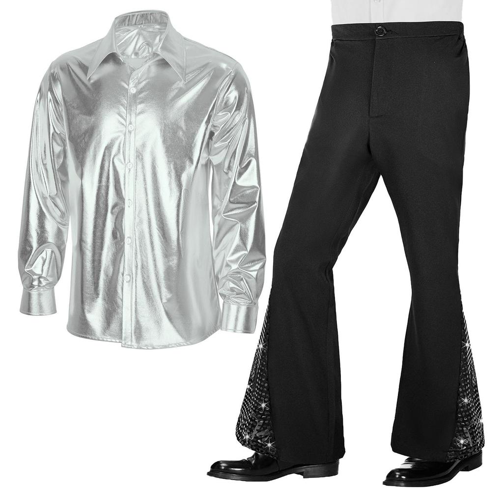 1970s Retro Men's Disco Suit Set: European & American Style for Parties & Performances