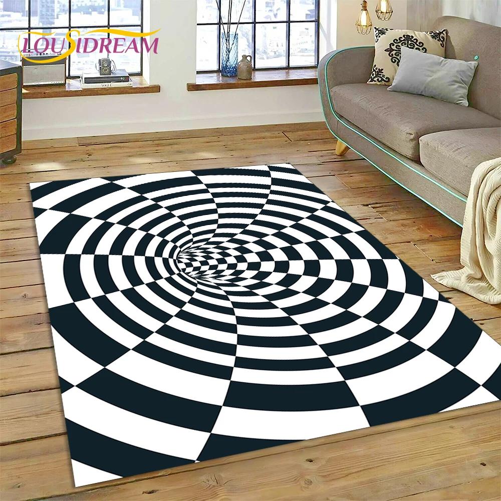 3D-Vortex-Teppich mit visuellen Illusionen für Wohnzimmer, Schlafzimmer, Heimdekoration, Bodenmatte, rutschfeste Dekoration für Sofa, Küche, Fußmatte