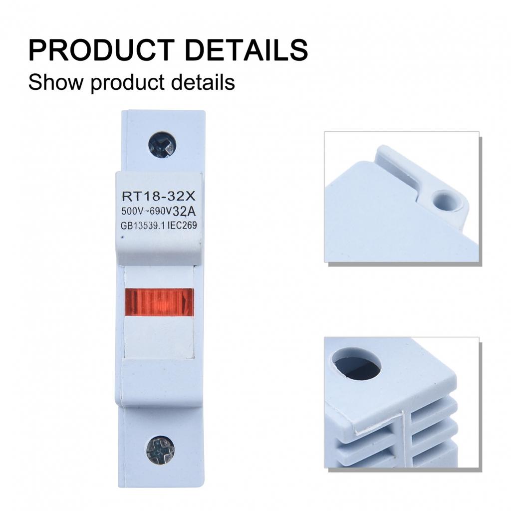 Porta-fusível 32A RT18-32X Base de fusível Montagem em trilho DIN Porta-fusível Design com fivela