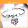 Pulseira Coração de Amor com Pedras Coloridas Inlaid para Membros da Família Um Presente Estimado**