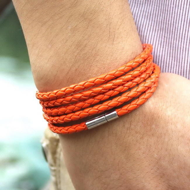 

black retro Wrap Long leather bracelet men bangles fashion sproty Chain link male charm bracelet with 5 laps