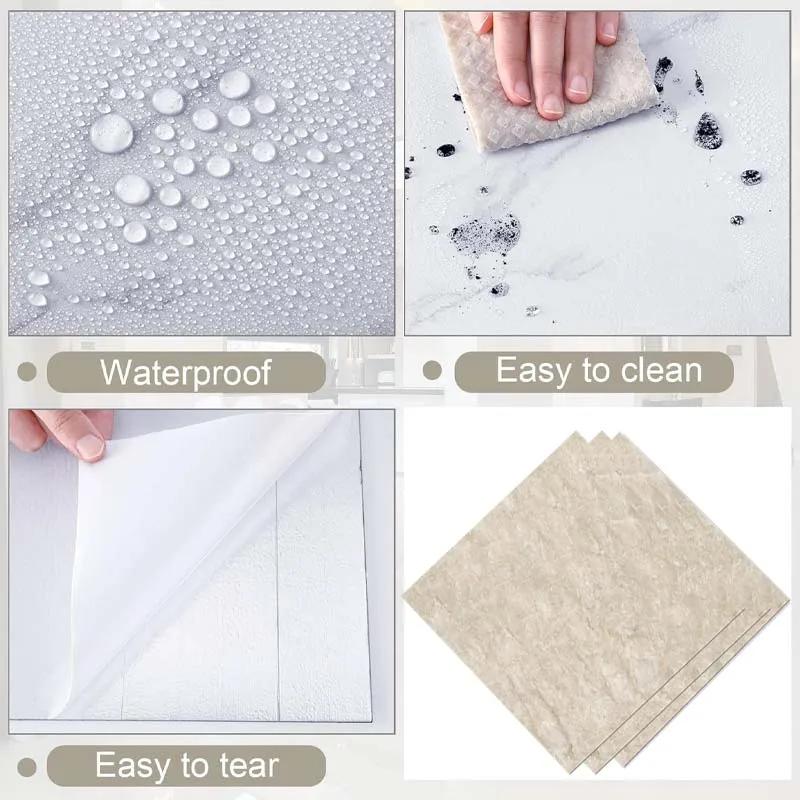 10-40PCS 30x30cm Marble PVC Self-Adhesive Floor Sticke Waterproof  Floor Wallpaper Non-Slip for Kitchen Bathroom DIY Home Decor