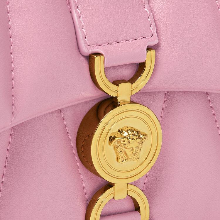 Versace Kleio Gold Metal Accessory Chain Shoulder Strap Lambskin Crossbody Bag Women Bags Pink 1015964-1A12973-1PG4V