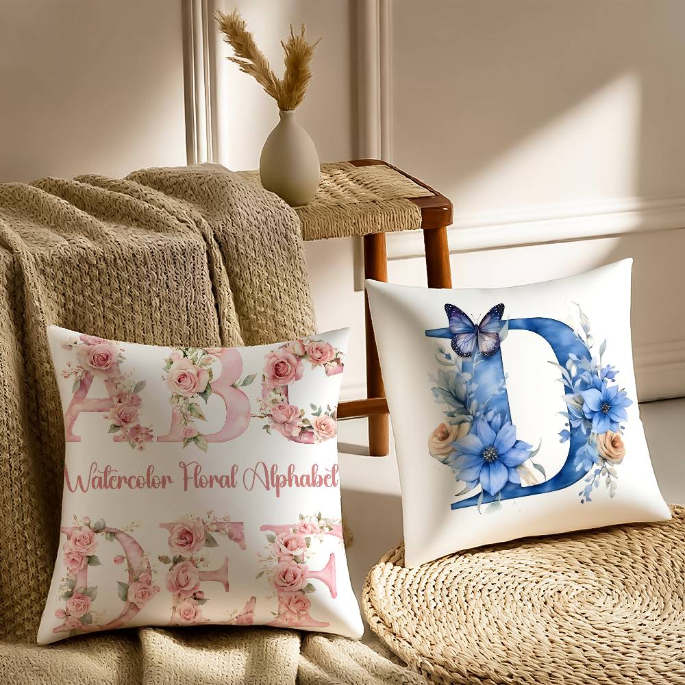 Creative Letters Floral Print Pillow Case Printed Brushed Fleece Pillow Baby Skin-Touch Eco-Friendly Dye-Sublimat