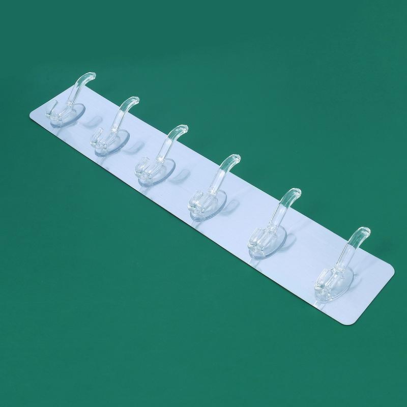 6 in 1 Punch-free Trackless Magic Hook Door Self- Adhesive Hooks Wall Hanging Transparent Hook for Clothes and Hats