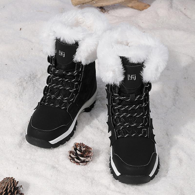 

Зимние женские сапоги, меховые плюшевые зимние сапоги, женские ботильоны на платформе, теплая хлопковая обувь 42 чёрный