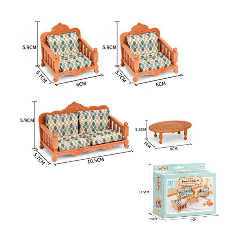 

1:12 Кукольный миниатюрный набор для гостиной - Собранная модель дивана и журнального столика Box