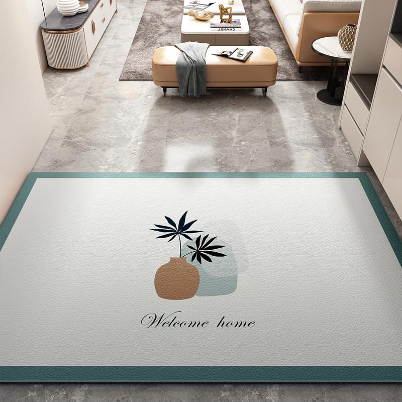Modern Minimalist Entry Door Mat Home Pvc Leather Carpet Anti-oil and Anti-fouling Kitchen Rugs Large Area Washable Balcony Rug