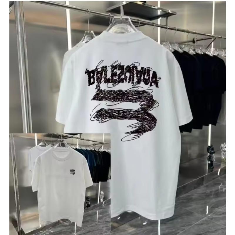 Summer New Handpainted Letter Printing Shortsleeved Unisexs Fashion Brand Halfsleeved Unisexs and Womens Loose Casual Tshirt