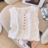 Female Summer Elegant Outerwear Embroidered Openwork Sleeveless Knit Tank Top - Elegant Cropped Top