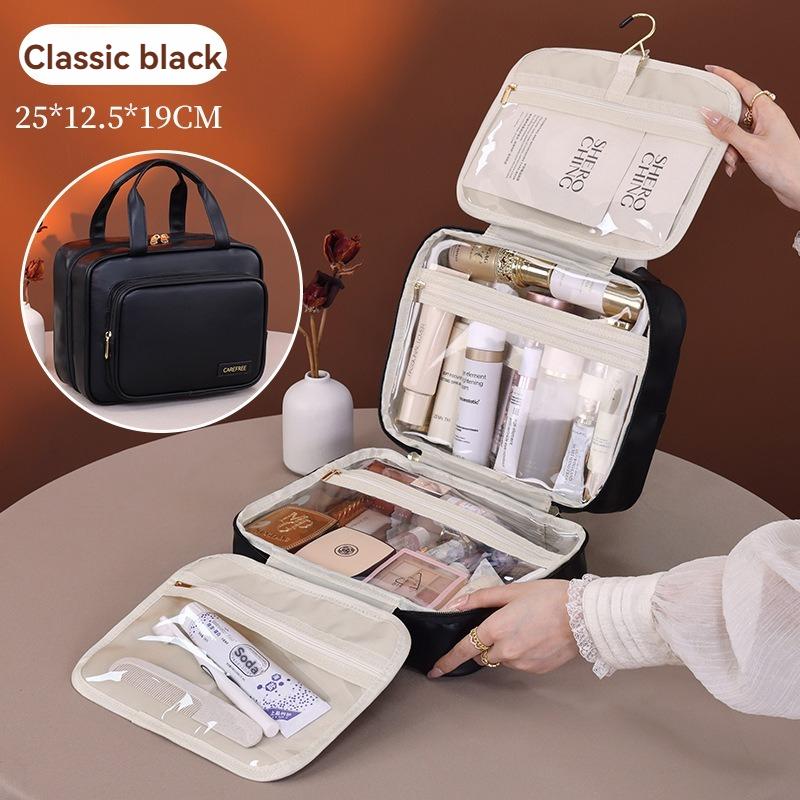 New PU Leather Cosmetic Bag For Women Multifunctional Portable Storage Makeup Bag Large Capacity Travel Toiletry Storage Bag