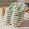 Plush cotton slippers women's autumn and winter home soft bottom non-slip plush warm couple striped plush slippers men's