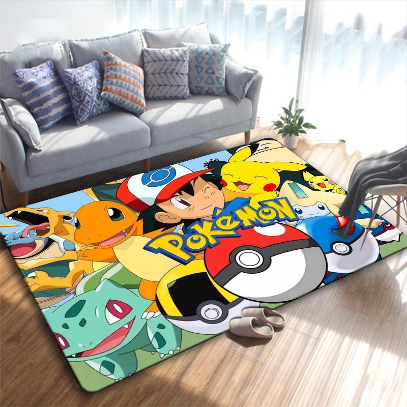 Pikachu Anime-Pokemon Carpet Rug for Living Room Bedroom Home Sofa Decoration,Kids play Non-slip Floor Mat