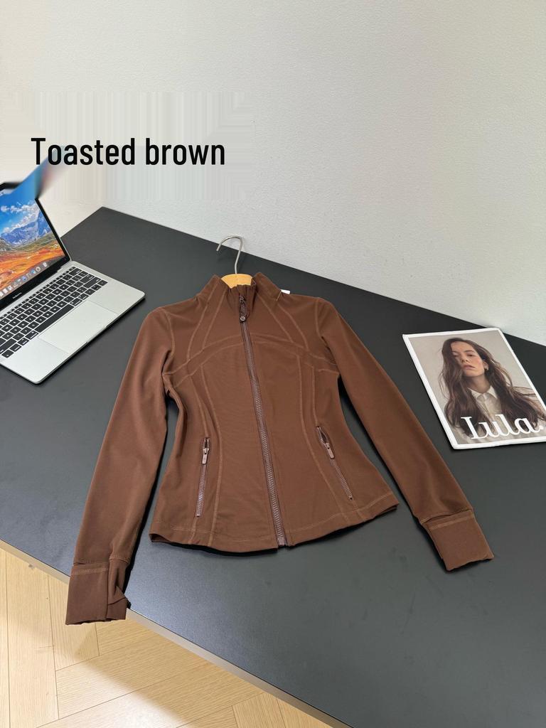 Γυναικείο Μπουφάν Γιόγκα Lulu Nude Feel - Στενή Γραμμή, Όρθιος Γιακάς, Μακρύ Μανίκι, Αθλητική Μπλούζα με Φερμουάρ για Τρέξιμο & Φίτνες.