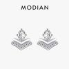 Modian 925 Silver Arrow With Shing Clear Oval Cz Stud Earrings for Women Fashion Fine Elegant Wedding Jewelry