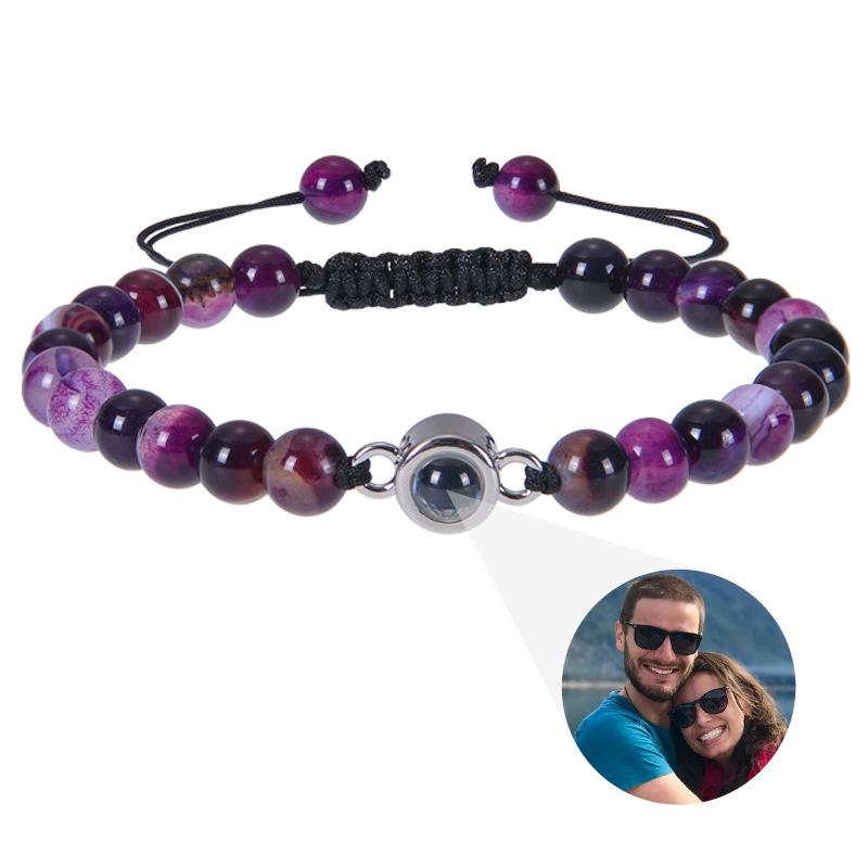 

JYL TS Bracelet Easter Cross Colorful Beads Awakens Hope & Renewal purple striped agate