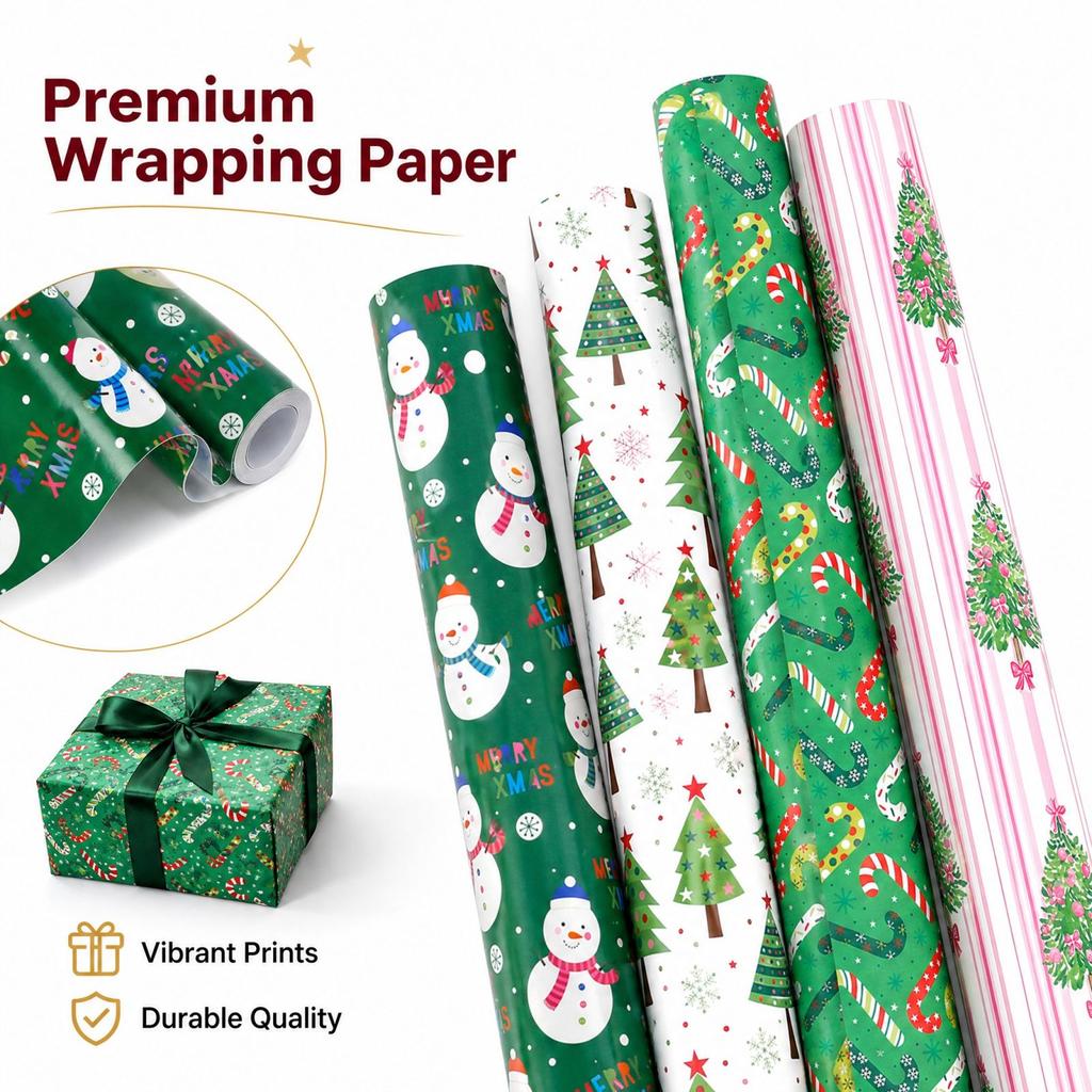 Christmas Wrapping Roll for Gift Wrapping, 0.4