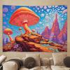 1pc Trippy Surreal Mushroom Tapestry Wall Hanging - 40x60 Inch Vibrant Psychedelic Art with Celestial Landscape, Peach Light Bei