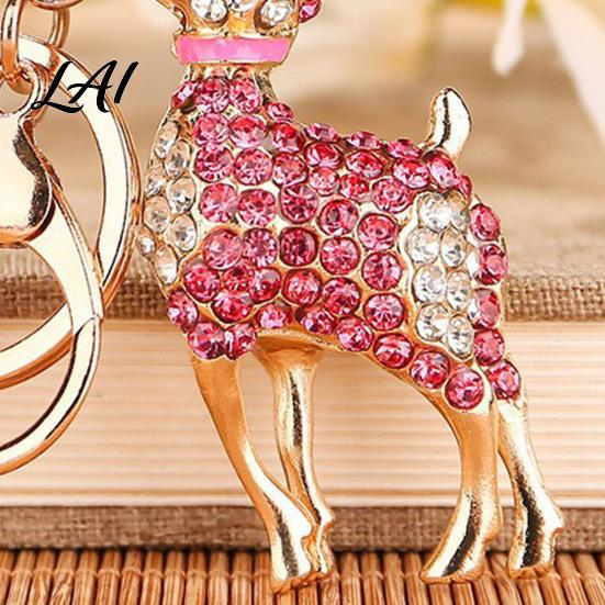 Metal Bag Charm Bling Rhinestone Lamb Keychain for Backpack Goat Car Key Zinc Alloy Holder Ring Sheep Pendant Backpacks and Handbags Animal Backpack