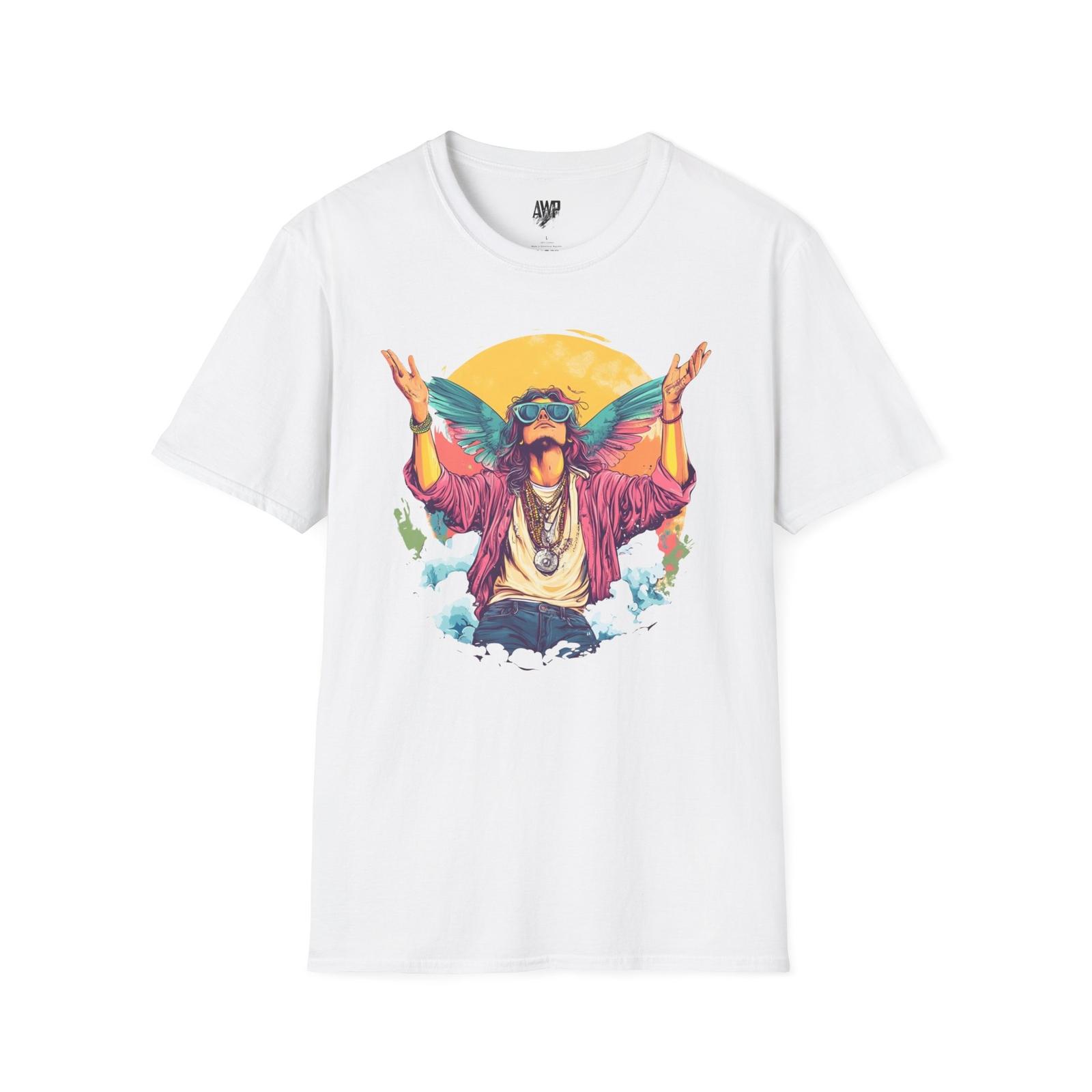Hippie Human Bird Wings Unisex T-Shirt, Pastel Design Tee Women Men, S - 3XL S разноцветный