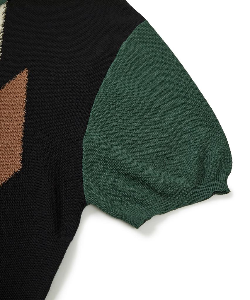 Ssy Poker Diamond Half Knit Cardigan Green