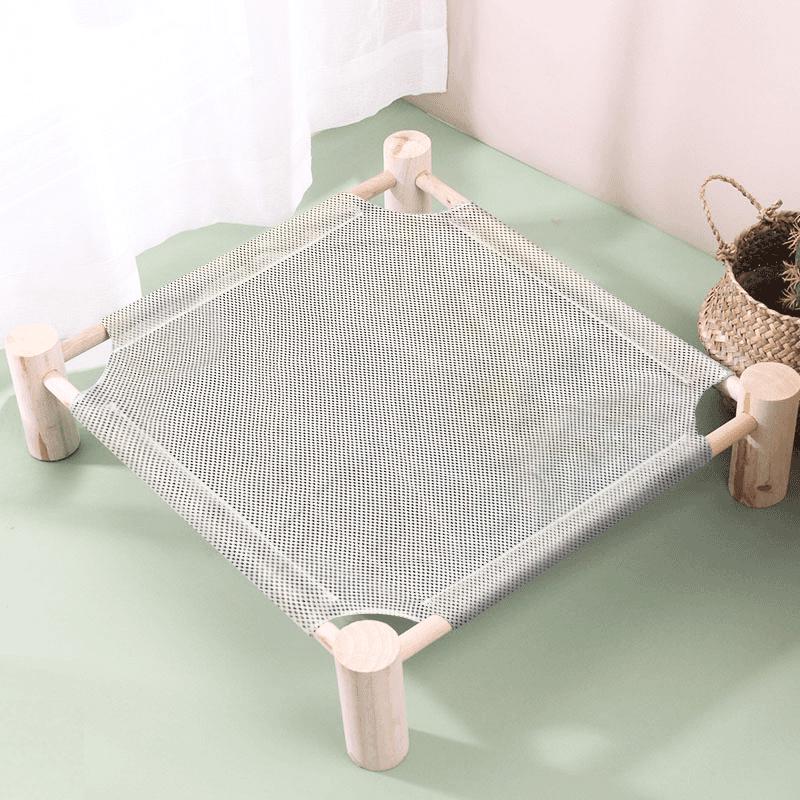 Breathable Pine Wood Rattan Woven Folding Pet Bed - Moisture-proof, Removable, Washable, Four Seasons Style.