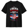 Liberia Independence Day July 26 Liberia Flag T Shirt for Men Pure Cotton Vintage T-Shirt Crewneck Tee Shirt Short Sleeve Tops