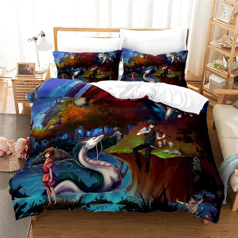My Neighbor Totoro Cartoon 3d Bedding Set Anime Twin Full Queen King Comforter Cover Set with Pillowcase 2/3pcs Duvet Cover Sets