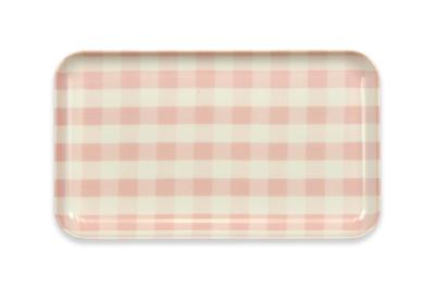 Bandeja de Rodízios Tatsucraft NR, Aço Inoxidável, 21,5cm, Coleção Padrão, Rosa Xadrez Leitoso, com Superfície Antiderrapante, Seguro para Micro-ondas, Bandeja, Bandeja de Servir, Elegante