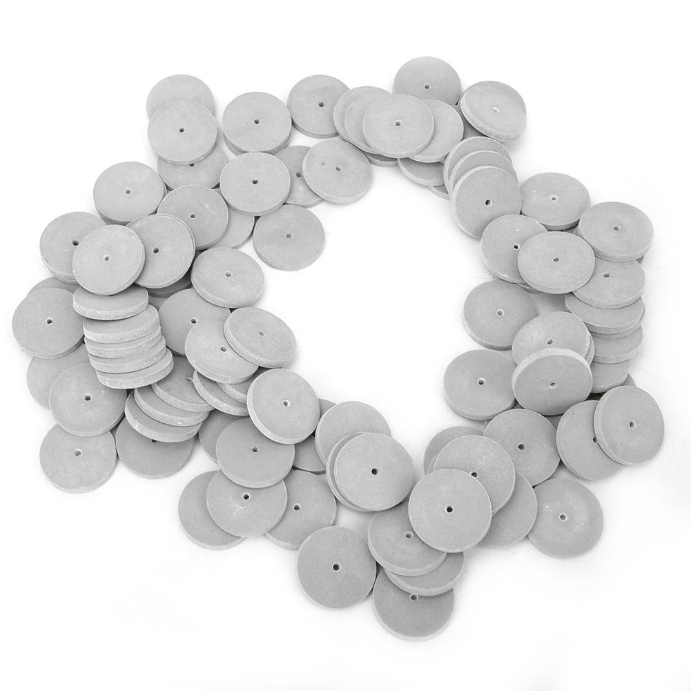 100pcs Dental Laboratory Burs Abrasive Grinding Polishing Rubber Wheel Tool (Grey Fine)