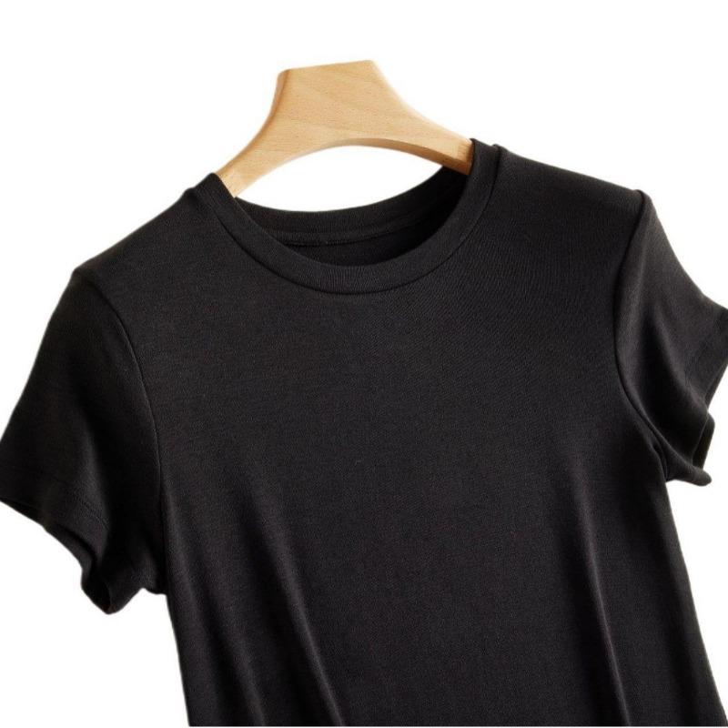 Women's New Jumbo Soft Crew Neck Top Spring Summer Lycra Acetate Wool T-Shirt