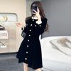 [Cord-Verbund-Milchseide] Französisches kleines Duft-Hepburn-Stil-Samtkleid für Kinder, kurze Taille im Herbst und Winter