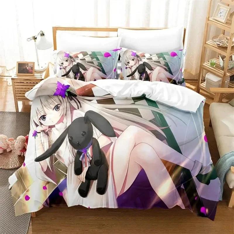Anime Yosuga No Sora Bettwäsche-Set, Bettbezug Steppdecke Bett-Set Bettbezug Kissenbezug, King Queen Twin Größe Jungen Mädchen Erwachsene