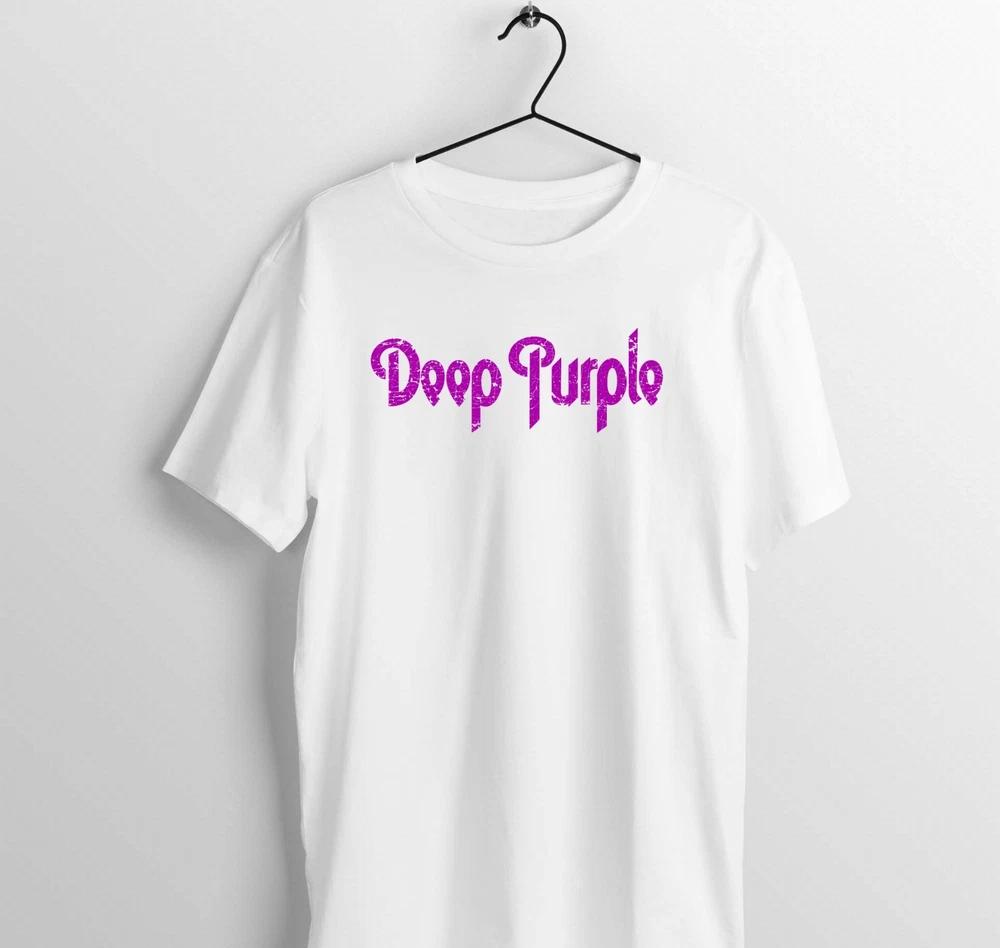 Deep Purple logo White 100 cotton TShirt short sleeve Hard Rock Tee gift L
