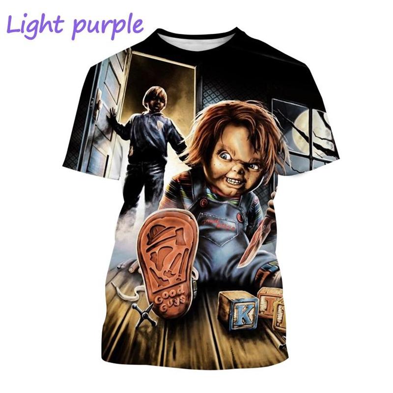 Summer Hot Sale Chucky 3D Printed T-shirts Fun Street Style Short-sleeved Tops Men s And Women s Horror Design Short-sleeved Tee M