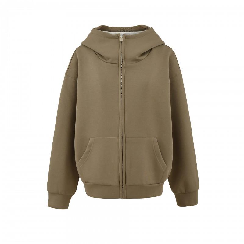 Womens Oversized Hooded Zip Sweatshirt High Weight Casual Streetwear Fall 2025