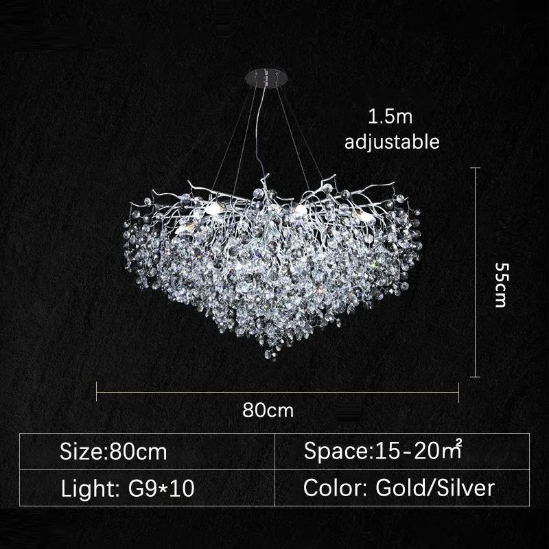Minimalist LED Ceiling Chandelier Luxury Interior Decor Crystal Pendant Lamp for Living Dining Room Gold Silver Lighting Fixture