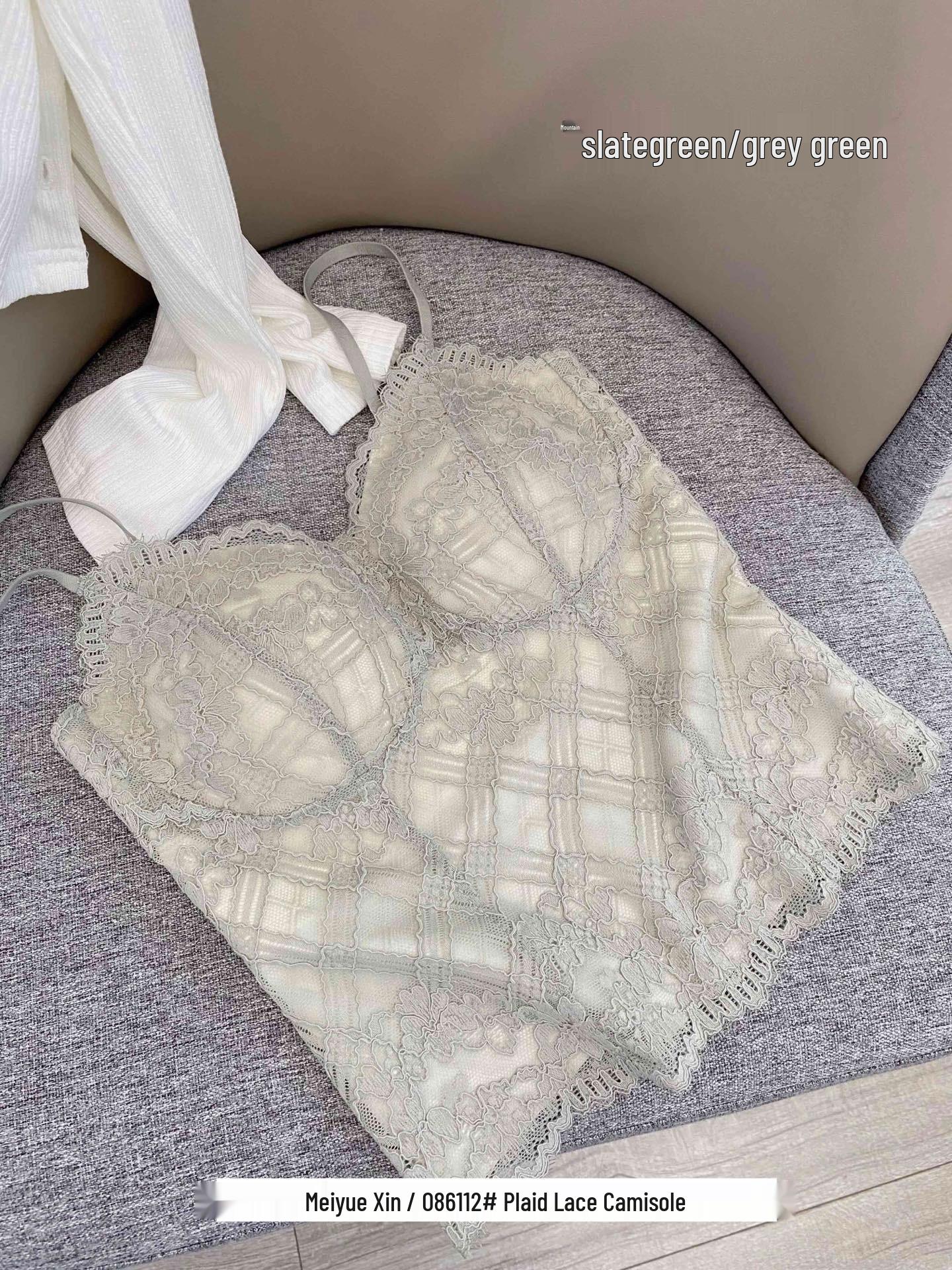 Plaid Lace Camisole: French-Inspired Spring/Summer Sexy Back Style Large